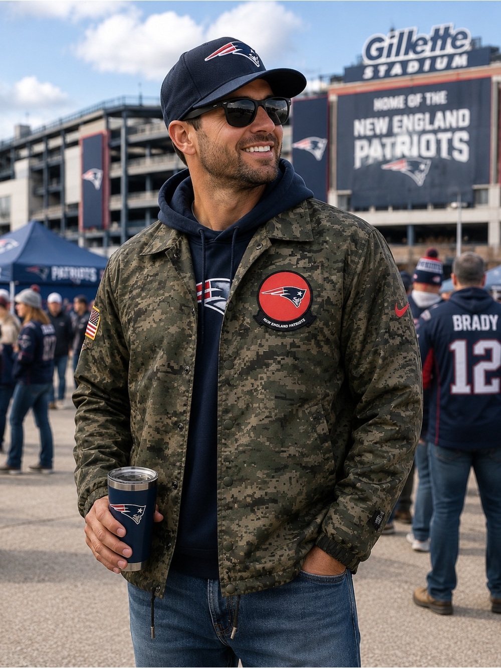 NWT NFL Nike Camouflage New England Patriots Salute To Service Jacket Sz M